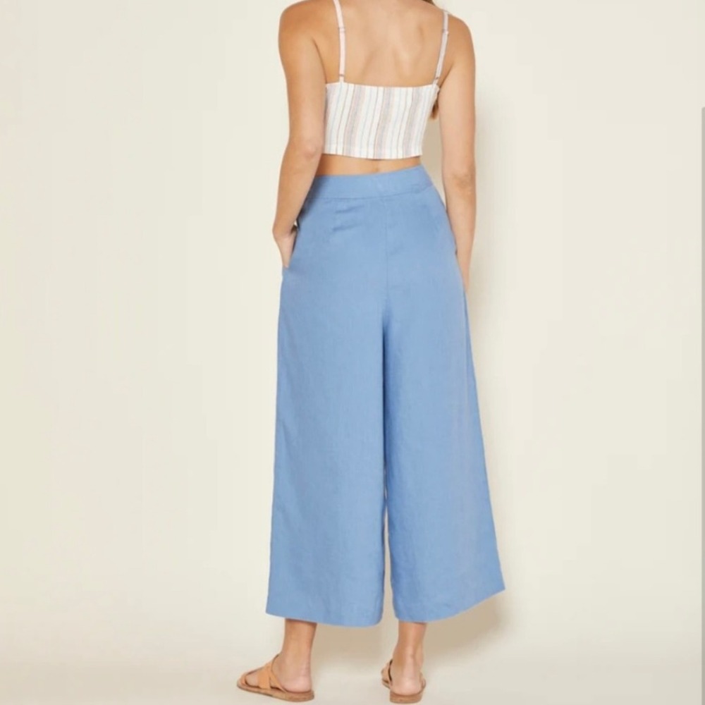 Outerknown ECLIPSE PLEATED Linen Wide Leg Pants Sailor Button Coastal‎ WOMEN 4 - Picture 12 of 13